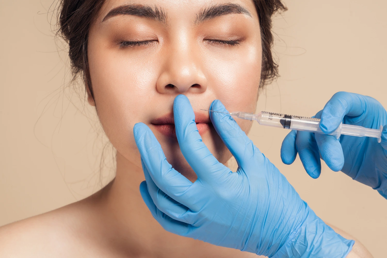 Lady undergoing Fillers treatment at clinic.