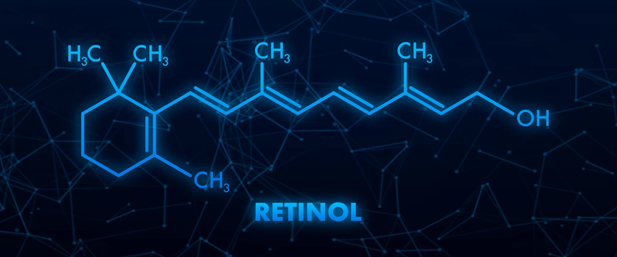 Illustration of chemical formula of Retinol.