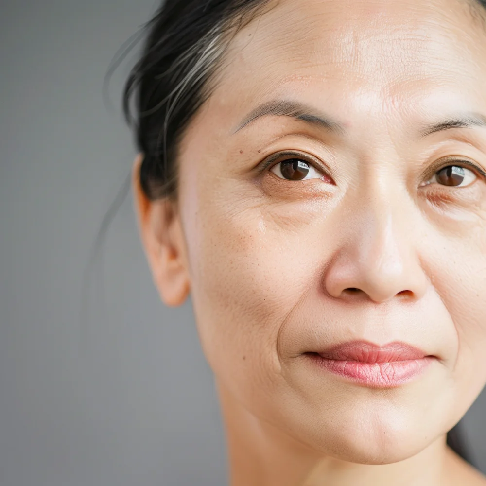 Skin tightening treatment helps smooth wrinkles fine lines and scars enhancing overall skin quality of middle age asian woman.